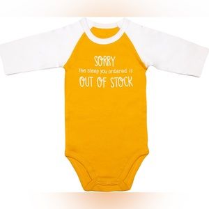 SIDEWALK TALK by Pavilion baby 3/4 Length Sleeve Mustard Onesie